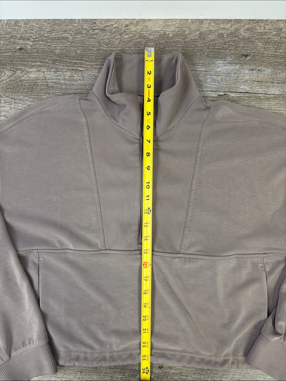 Athleta Seasoft Rib Quarter-Zip Popover Pullover Taupe Brown Size XL - Picture 10 of 10